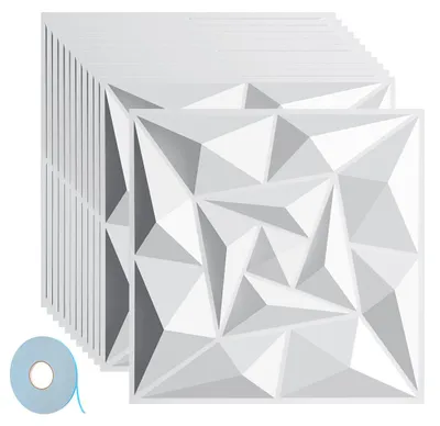 Productafbeelding van Eikuavons 3D wandpanelen, wit, 30x30 cm, spiraalstructuur, PVC, zelfklevende binnenwandbekleding