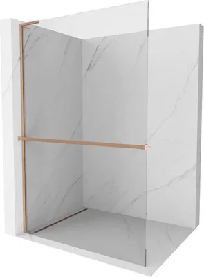 Produktbild von Mexen Kioto+ L Duschwand mit Walk-in Regal 70 x 200 cm, transparent, gebürstetes Kupfer - 800-070-123-65-00