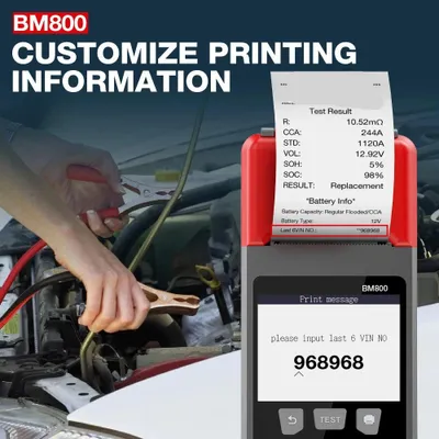 Immagine prodotto di Tester professionale per batterie automobilistiche - Tester di batterie - Analizzatore di batterie - Tester del sistema di ricarica - Verificatore della capacità di avviamento