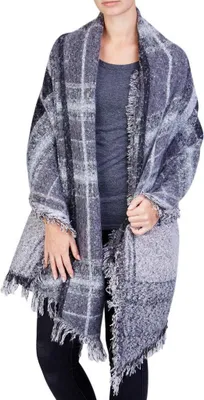 Produktbild von XXL Damen Karo Deckenschal Schwarz/Grau/Rosa