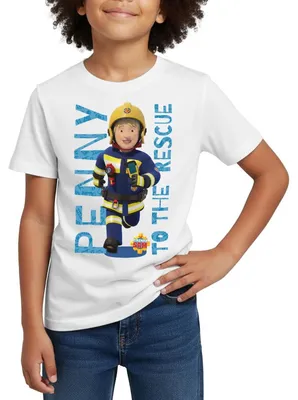 Produktbild von Spreadshirt Feuerwehrmann Sam™ Penny To The Rescue Kinder T-Shirt, 98/104 (3-4 Jahre), Weiß