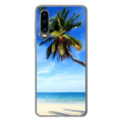 Produktbild von MuchoWow® Handyhülle Schutzhülle Hülle für Huawei P30 Palmen - Strand - Meer Silikon Softcase Handy Hülle - Kartenbesitzer