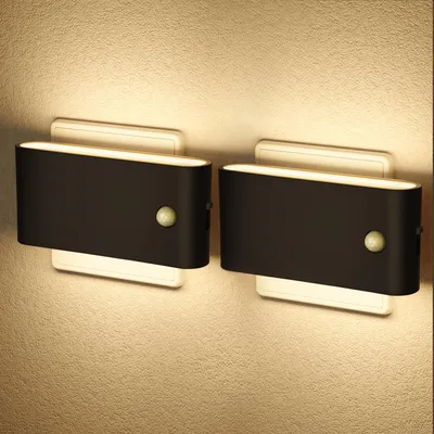 Produktbild von LED Nachtlicht Steckdose Schwarz Bewegungsmelder Up-and-Down 2er-Pack