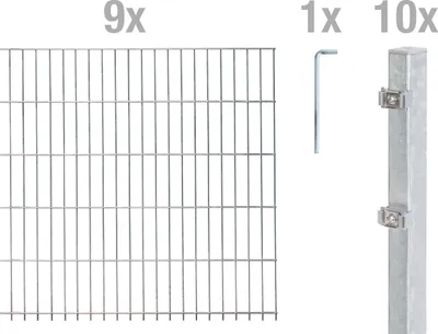 Produktbild von Alberts Doppelstabmattenzaun 8-6-8, Matten 2,50 m, Höhe 63 cm, Länge 22,5 m, feuerverzinkt, Zaun als Komplettset, Pfosten mit Abdeckleiste 60x40 mm