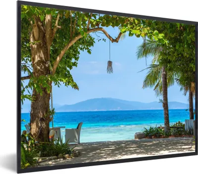 Produktbild von MuchoWow® Gerahmtes Poster Tropisch - Strand - Meer 80x60 cm - Poster mit Schwarzem Bilderrahmen Wandposter Rahmen Foto Bilder - Schwarzem - Mit Gestell