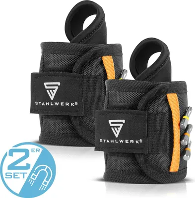 Immagine prodotto di STAHLWERK Set di 2 braccialetti magnetici per gli amanti del fai da te da attaccare al polso