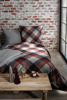 Produktbild von Fleuresse Aspen Biber Bettwäsche 155x220 Karo Streifen braun rost grau 434478-3