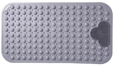 Image de Tapis de douche 40 x 70 cm, gris, en PVC antidérapant, avec ventouses et fonction de massage