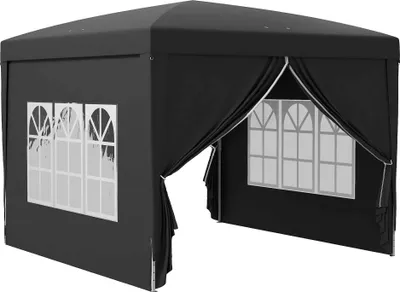Zdjęcie produktu dla Fortuna Lai Pawilon ok. 3 x 3 m, wodoodporny, stabilny, odporny na warunki zimowe, składany pawilon pop-up, ochrona UV 50+, składany namiot imprezowy, namiot ogrodowy z 4 ściankami bocznymi, torba, pawilon ogrodowy do kempingu, ogrodu, czarny