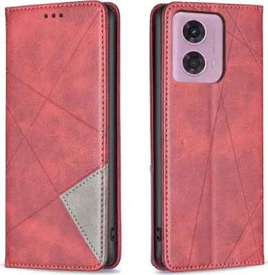 Produktbild von Mobigear Rhombus Slim  Motorola Moto G04 Hülle Klapphülle - Rot