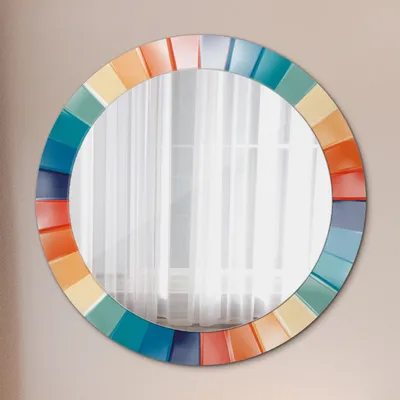Produktbild von Wohnzimmer Spiegel - Mirror zum Wandspiegel Schlafzimmer – Schminkspiegel - Radial Konzentrisch Streifen - Runder: Ø70cm