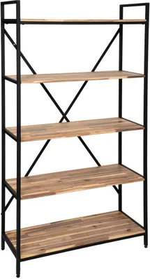 Produktbild von Bücherregal "edena" akazie und metall 90x180cm - Atmosphera créateur d'intérieur