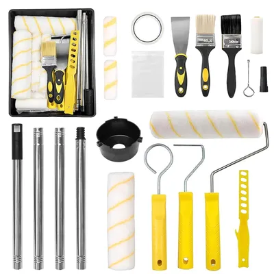 Produktbild von Omgoods – 18-teiliges Farbroller-Set mit Teleskopstange und Farbeimer