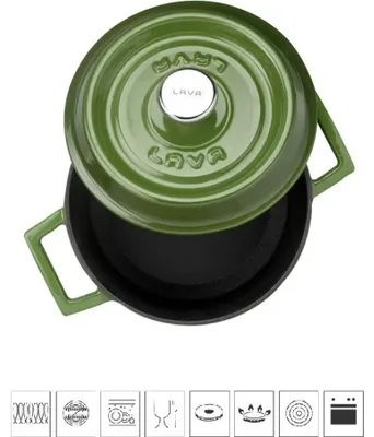 Imagen del producto de Olla de hierro fundido redonda, 18 cm - color verde