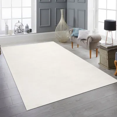 Obrázok produktu pre Vysokokvalitný koberec do obývačky bez vzoru v bielej farbe Veľkosť - 160 x 230 cm