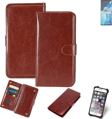 Produktbild von K-S-Trade 360° Hülle kompatibel mit OnePlus 9 Pro braun Kunstleder Case BookCase WalletCase Kunstlederederhülle Handyhülle, Rundumschutz Bumper
