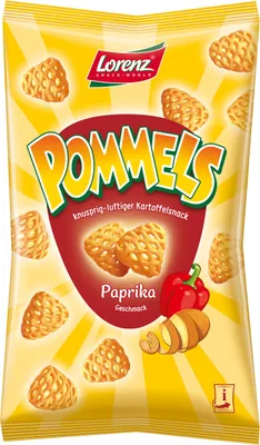 Verpackungsbild Lorenz Pommels Paprika Kartoffelsnack mit feinem Geschmack 75g