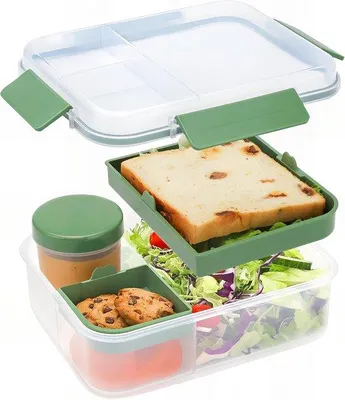 Produktbild von Famanu Bento Box 1600 ml - Salat Lunchcontainer mit Compartimentlade und Dressingbehälter