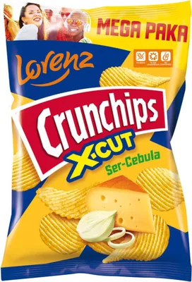 Obrázok produktu pre Crunchips X-Cut zemiakové lupienky hrubo nakrájaný syr cibuľa 130 G