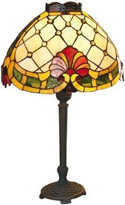 Casa Padrino Tiffany Tischleuchte 34 x 21 cm - Handgefertigte Tiffany Hockerleuchte - Tiffany Leuchten