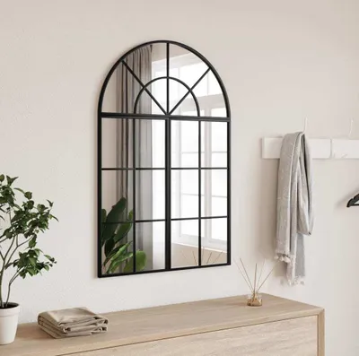 Produktbild von Eleganter Wandspiegel - Moderner Stil - für Wohnzimmer - Schwarz 60x30 cm Gewölbt Eisen GermanyMöbel 97071 - Wandspiegel