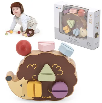 Produktbild von Viga Polarb Holzkonstruktionsspielzeug Igel mit Montessori-Schrauben