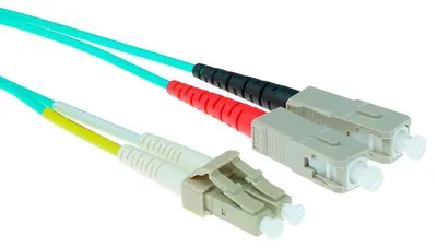 Immagine prodotto di ACT 3 metri LSZH Cavo patch in fibra multimodale 50/125 OM3 duplex con connettori LC e SC