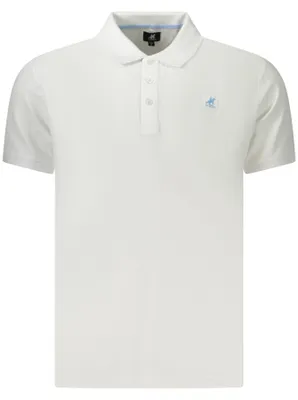 Zdjęcie produktu dla Elegancka biała męska koszulka polo z krótkim rękawem, z naszywką i logo