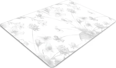 Produktbild von Stuhlunterlage Bürostuhlunterlage 120 cm x 90 cm Bodenmatte Bürostuhlunterlage - Graue Blumen