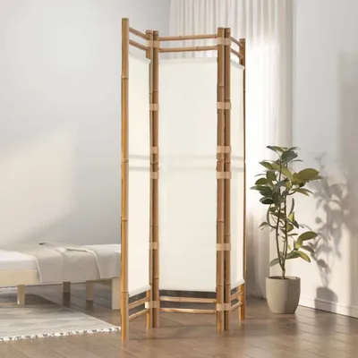 Zdjęcie produktu dla The Living Store 3-cz. Parawan składany 120 cm bambus i płótno