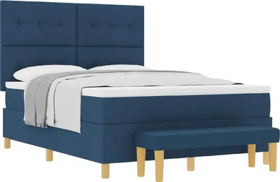 Produktbild von Boxspringbett mit Kopfteil Blau 190 x 140 cm Stoff