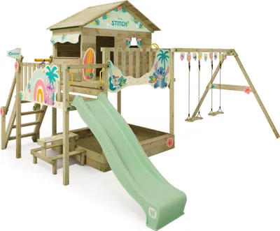 Immagine prodotto di Torre giochi Wickey Disney’s Quest con scivolo e sabbiera XXL in verde chiaro