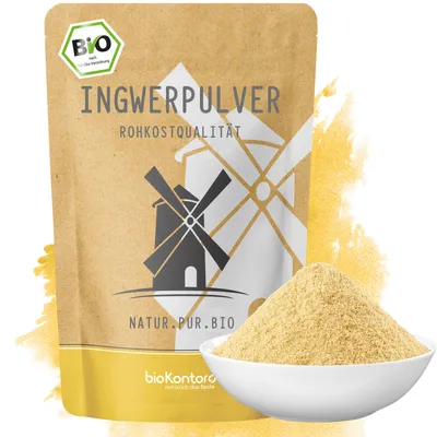 Produktbild von Ingwerpulver gemahlen 1000 g I 100% natürlich und rein - ohne Zusatzstoffe I Ingwer gemahlen in Rohkostqualität von bioKontor