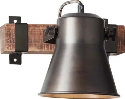 Produktbild von Brilliant Wandleuchte Spotstrahler Plow Schwarz/Holz max. 10W E27 schwenkbar