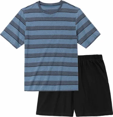Produktbild von H.I.S. Pyjama 2 -teilig blau-meliert-gestreift, schwarz Größe 48/50