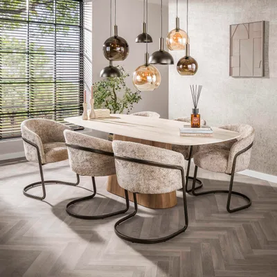 Produktbild von Esstisch Romano dänisch oval 215cm / 3D Keramik Travertinoptik