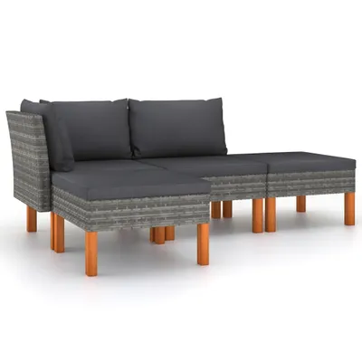 Produktbild von vidaXL 4-tlg. Garten-Lounge-Set mit Kissen Poly Rattan Grau