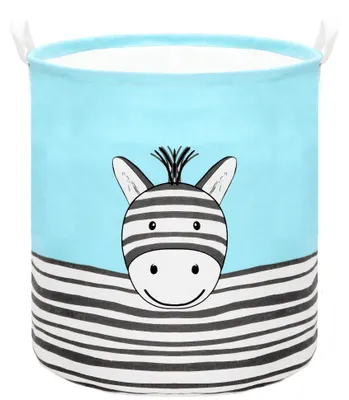 Produktbild von SPRINGOS Wäschesammler Wäschetruhe mit Henkel 40 x 50 cm Runder Wäschesack Zebra Aufdruck