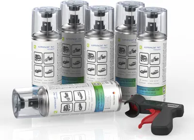 Produktbild von 6x AUPROTEC Lackspray Weiß glänzend + Pistolengiff AUPROPAINT GLOSS Sprühlack 400ml