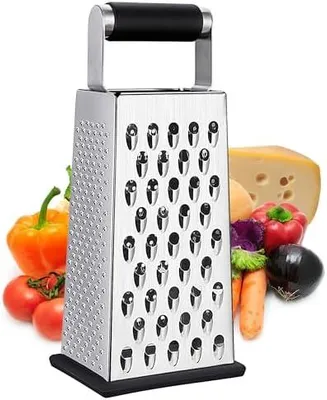 Produktbild von 2 Kitchen Käsereibe, Gemüsehobel, Reibe für gemüse, 4-seitig Küchenreibe | Edelstahl,Vierkantreibe,Praktische Gadgets für die Küche,groß