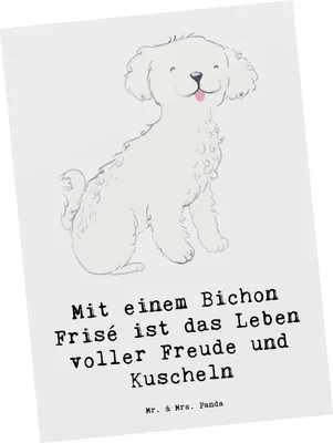 Produktbild von Mr. & Mrs. Panda Postkarte Bichon Frisé Freude - Weiß - Geschenk, Grußkarte, verspielte Hunde, Ansichtskarten, Postkarten, Hunderassen Vielfalt, Hunderasse, Glück, kleine