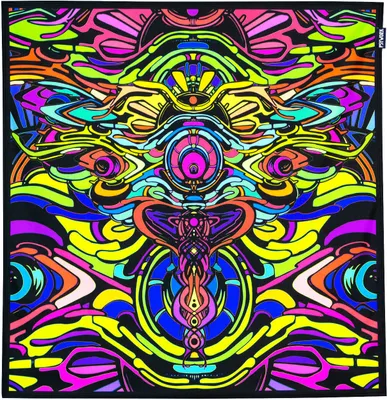 Produktbild von PSYWORK Schwarzlicht Stoffposter Neon "Dragon Tempel", 0,72x0,75m