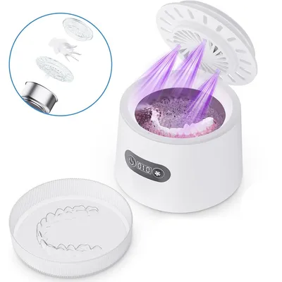 Produktbild von Schall-Reinigungsgerät mit UV-Desinfektion & Lufttrocknung, hygienische Reinigung für Zahnersatz, Zahnspangen, Kontaktlinsen & Schmuck