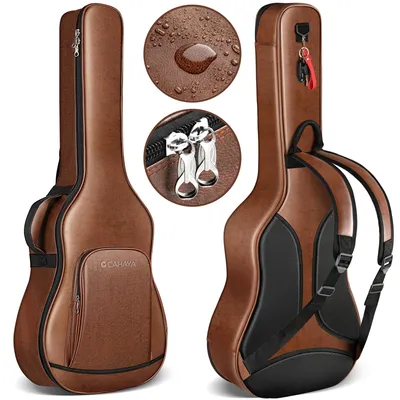 Produktbild von Gitarrentasche Akustikgitarre Gitarrenkoffer - 102 bis 106 cm - Wasserdicht - Braun