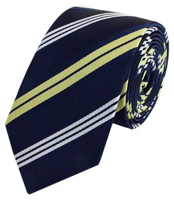 Produktbild von Fabio Farini - 1 Stück gestreifte Herren Krawatte - Tie mit Streifen in 6cm oder 8cm Breite Schmal (6cm), Blau/Gold/Weiß