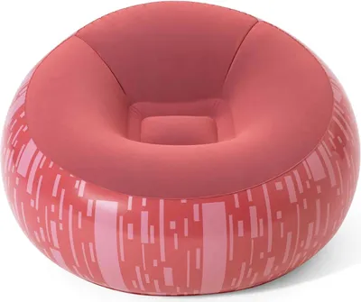 A single, red inflatable armchair with a patterned design.