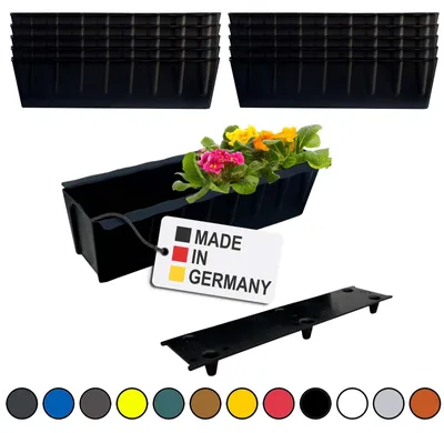 Image de BURI 10 inserts de jardinières pour palettes Euro avec tapis d'arrosage | 37,3cm noir | Jardinière pour palette Euro | Balconnière | Pot de fleurs | en plastique solide | Germany