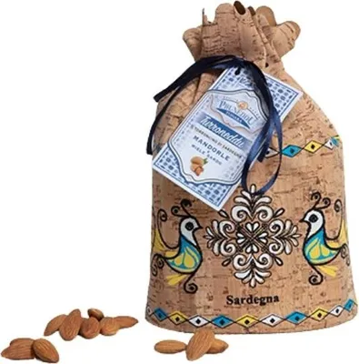 Produktbild von Torroncini mit Mandeln und Honig aus Sardinien, hart, traditionelles Korksäckchen, 200g, weißer Nougat, Torrone, Pruneddu Torronificio Artigianale