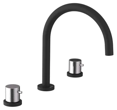 Zdjęcie produktu dla 3-otworowa bateria umywalkowa ULTRASAN, czarny mat/chrom