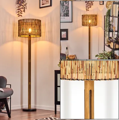 Produktbild von Obenetto Stehlampe aus Holz/Metall und Schirm aus Bambus